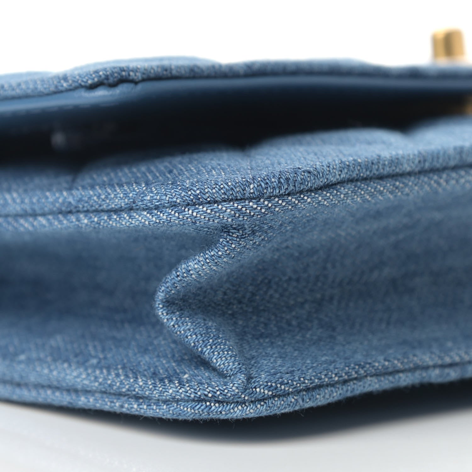 Chanel Denim Quilted CC Pearl Crush Wallet On Chain WOC Blue 9 of 10