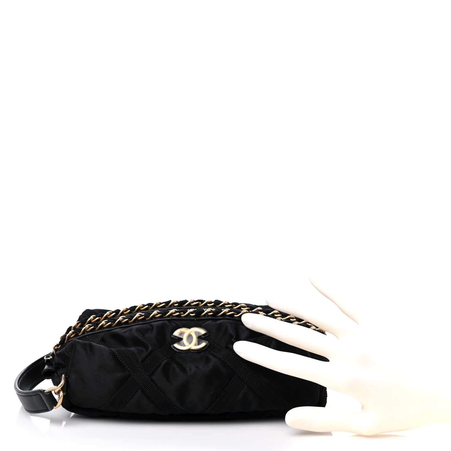 Chanel Nylon Grosgrain Lifestyle Pouch With Sleep Mask Black 2 of 12