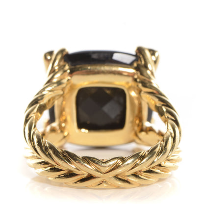David Yurman 18k Yellow Gold Black Onyx Pave Diamond 15mm Cushion On Point Ring 7 3 of 6