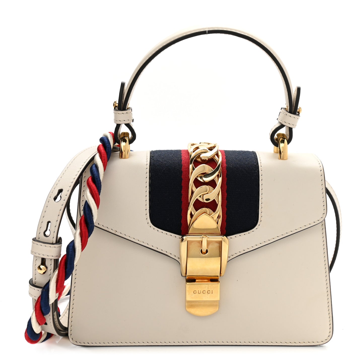Calfskin Mini Sylvie Top Handle Bag White
