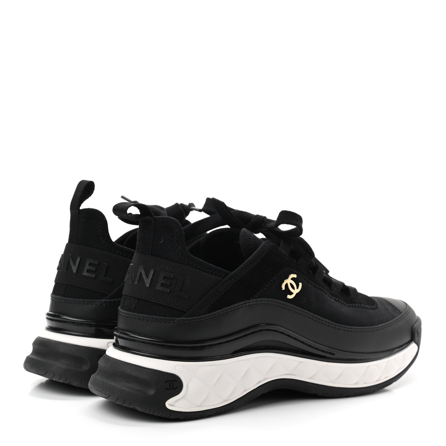 Chanel Velvet Calfskin Mixed Fibers CC Sneakers 40 Black 4 of 8