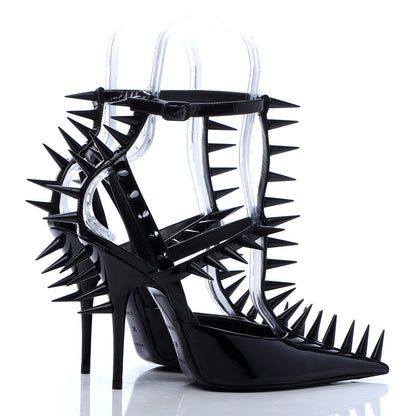 Balenciaga Glossy Calfskin Spiked Pumps 38 Black 5 of 9