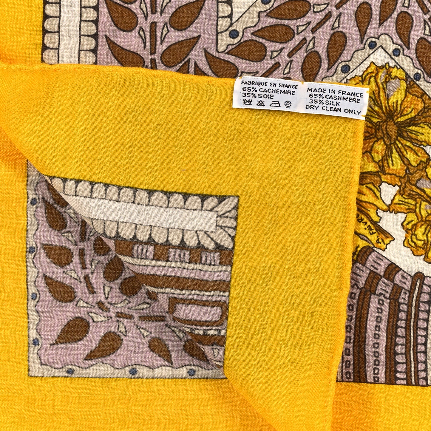 Cashmere Silk La Danse Du Cheval Marwari Shawl 140 Jaune Vif