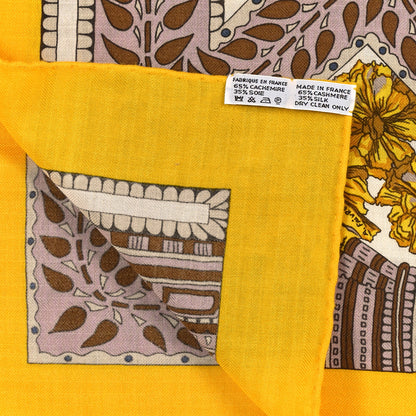 Hermes Cashmere Silk La Danse Du Cheval Marwari Shawl 140 Jaune Vif 3 of 5