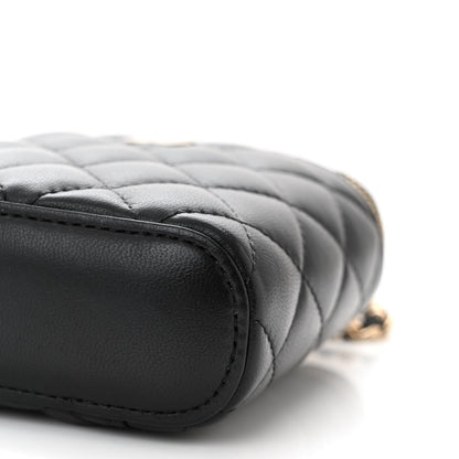 Chanel Lambskin Quilted Small Vertical Coco Beauty Vanity Case With Chain Black 10 of 11
