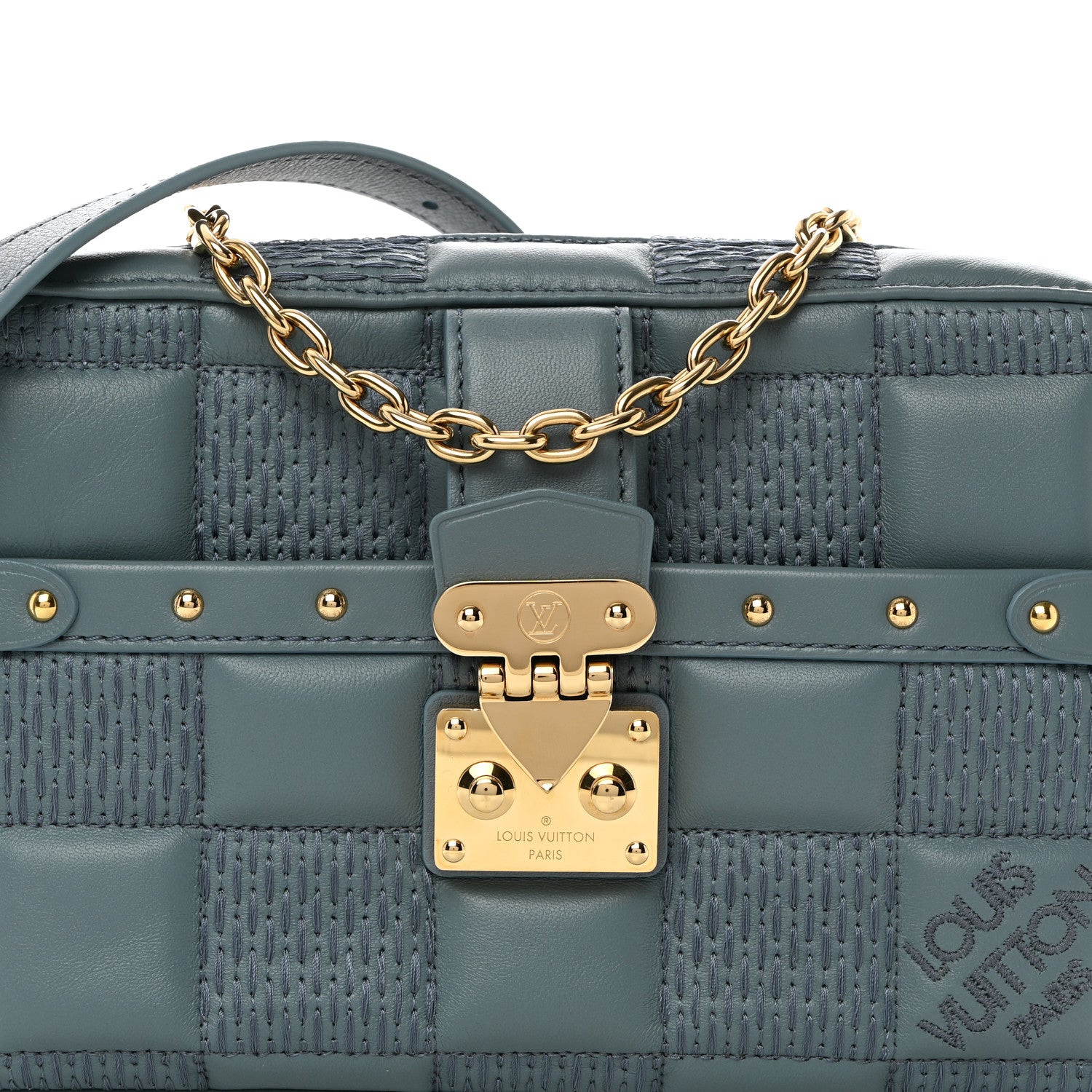 Louis Vuitton Lambskin Damier Quilt Troca PM Glacier 7 of 9