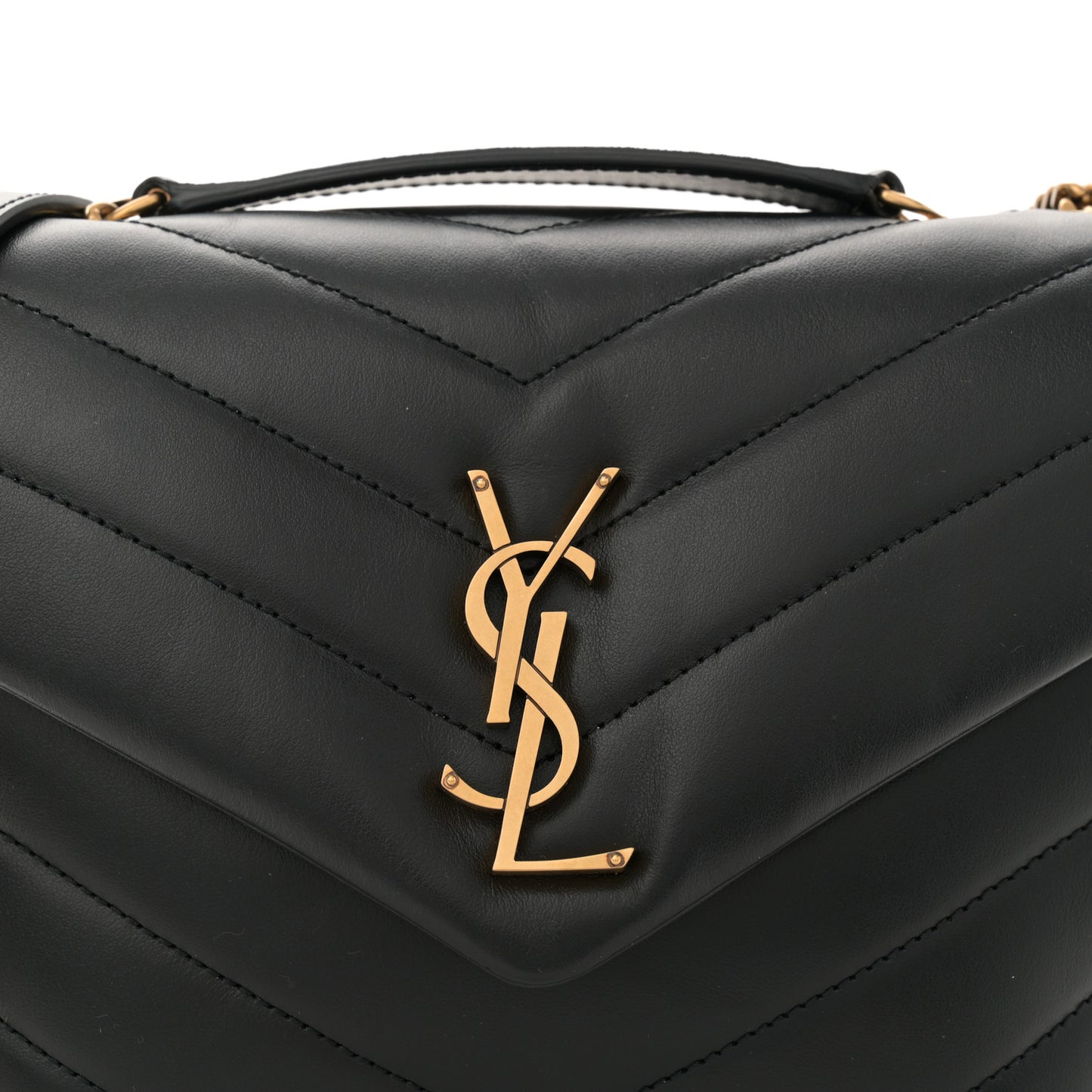 Calfskin Y Quilted Monogram Small Loulou Chain Satchel Black