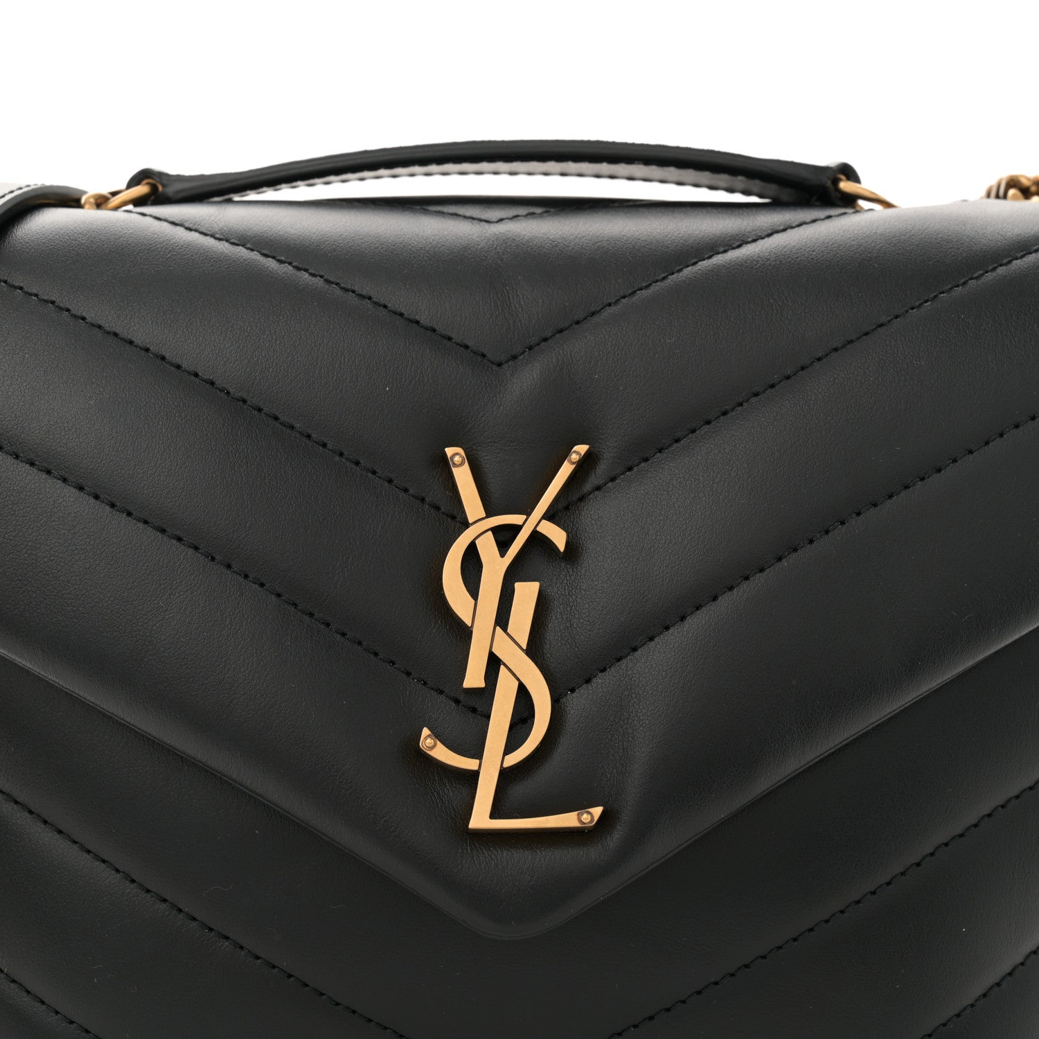 Saint Laurent Calfskin Y Quilted Monogram Small Loulou Chain Satchel Black 8 of 10
