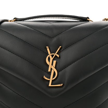 Saint Laurent Calfskin Y Quilted Monogram Small Loulou Chain Satchel Black 8 of 10