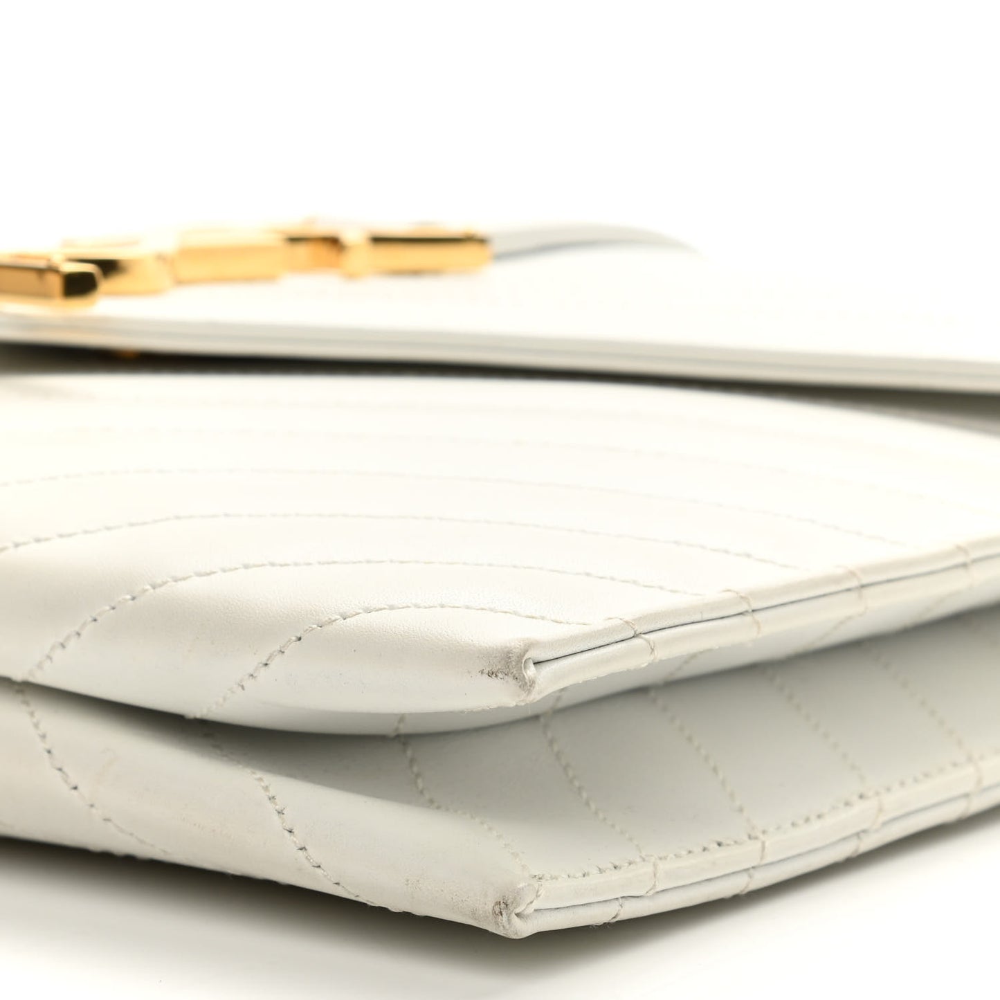 Calfskin Monogram Chevron Shoulder Bag Crema Soft