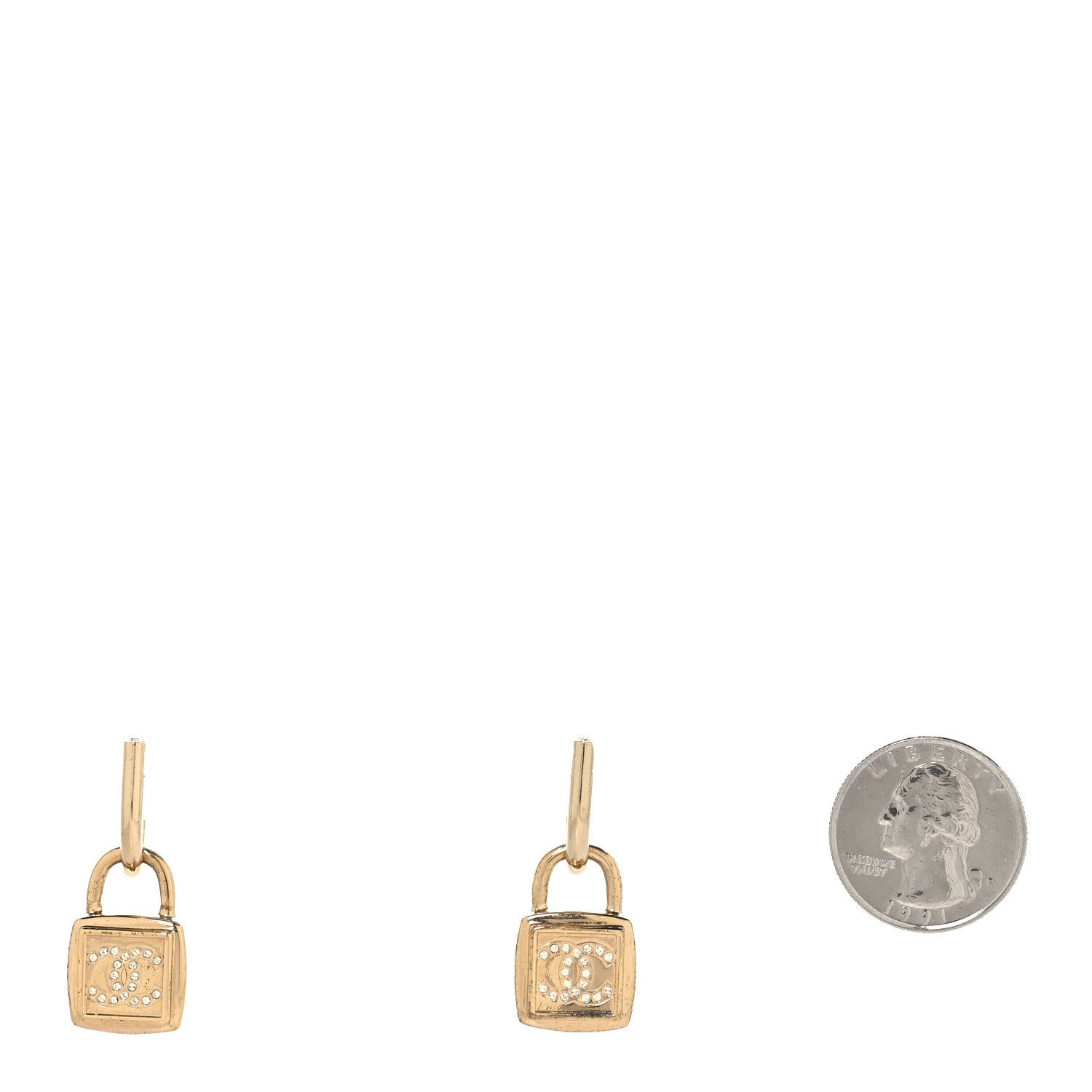 Chanel Metal CC Lock Drop Earrings Gold 5 of 8