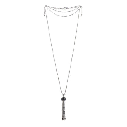 David Yurman Sterling Silver Hematine Cable Berries Tassel Pendant Necklace 3 of 5
