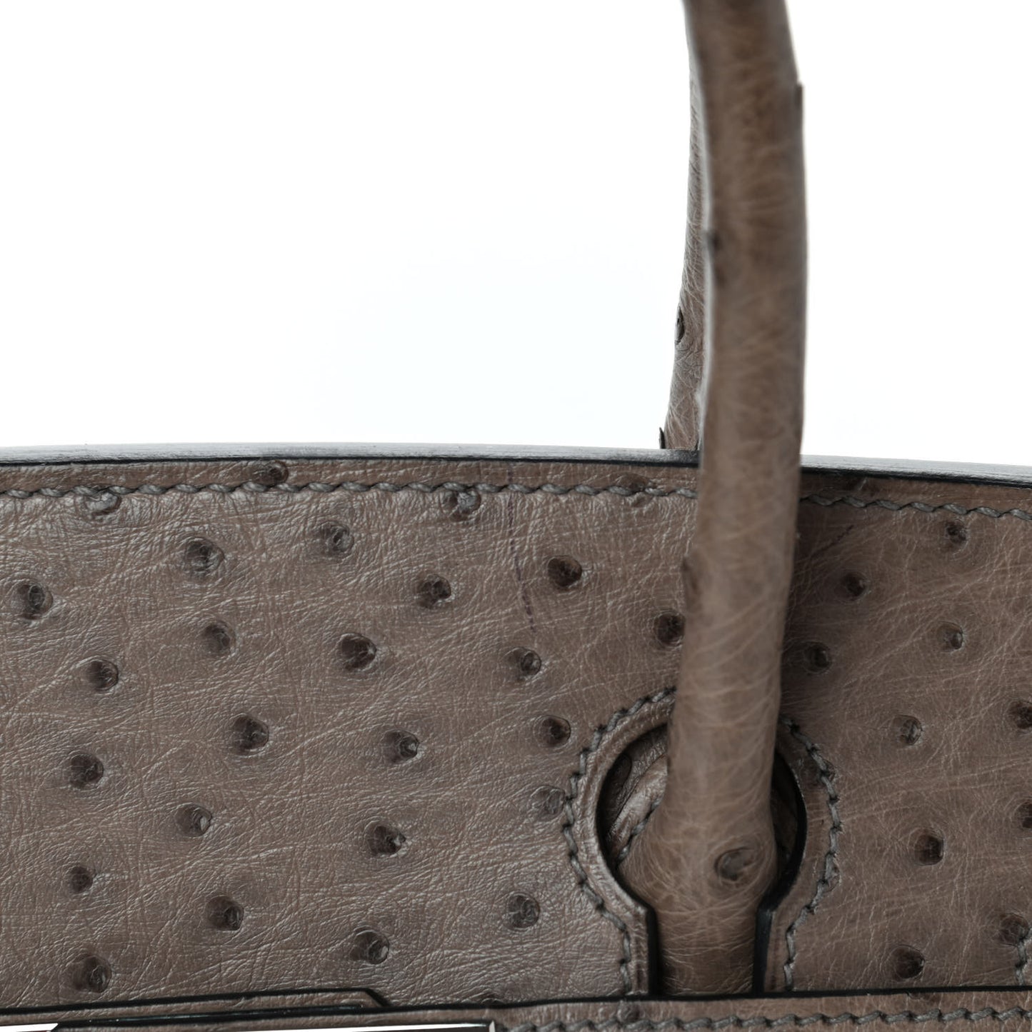 Ostrich Birkin 30 Gris Tourterelle