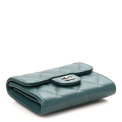 Chanel Caviar Quilted Flap Card Holder Wallet Green 4 of 8
