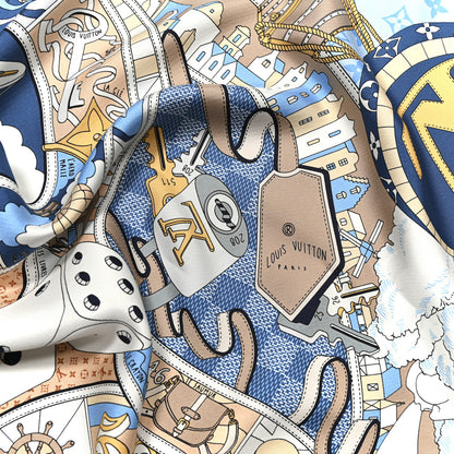 Louis Vuitton Silk LV Journey Square Scarf 90 Blue 4 of 5