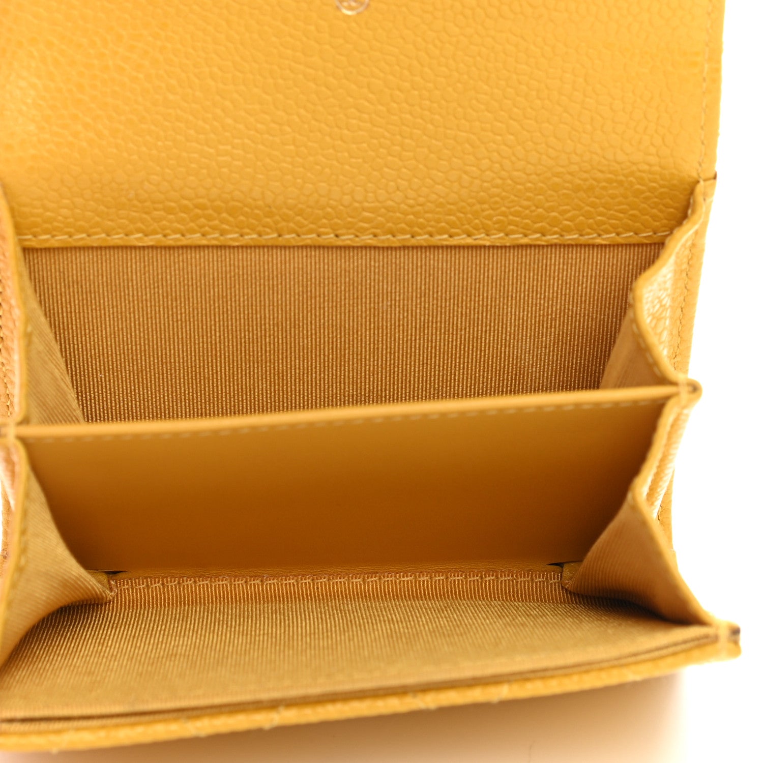 Chanel Caviar Quilted Flap Card Holder Wallet Yellow 5 of 12