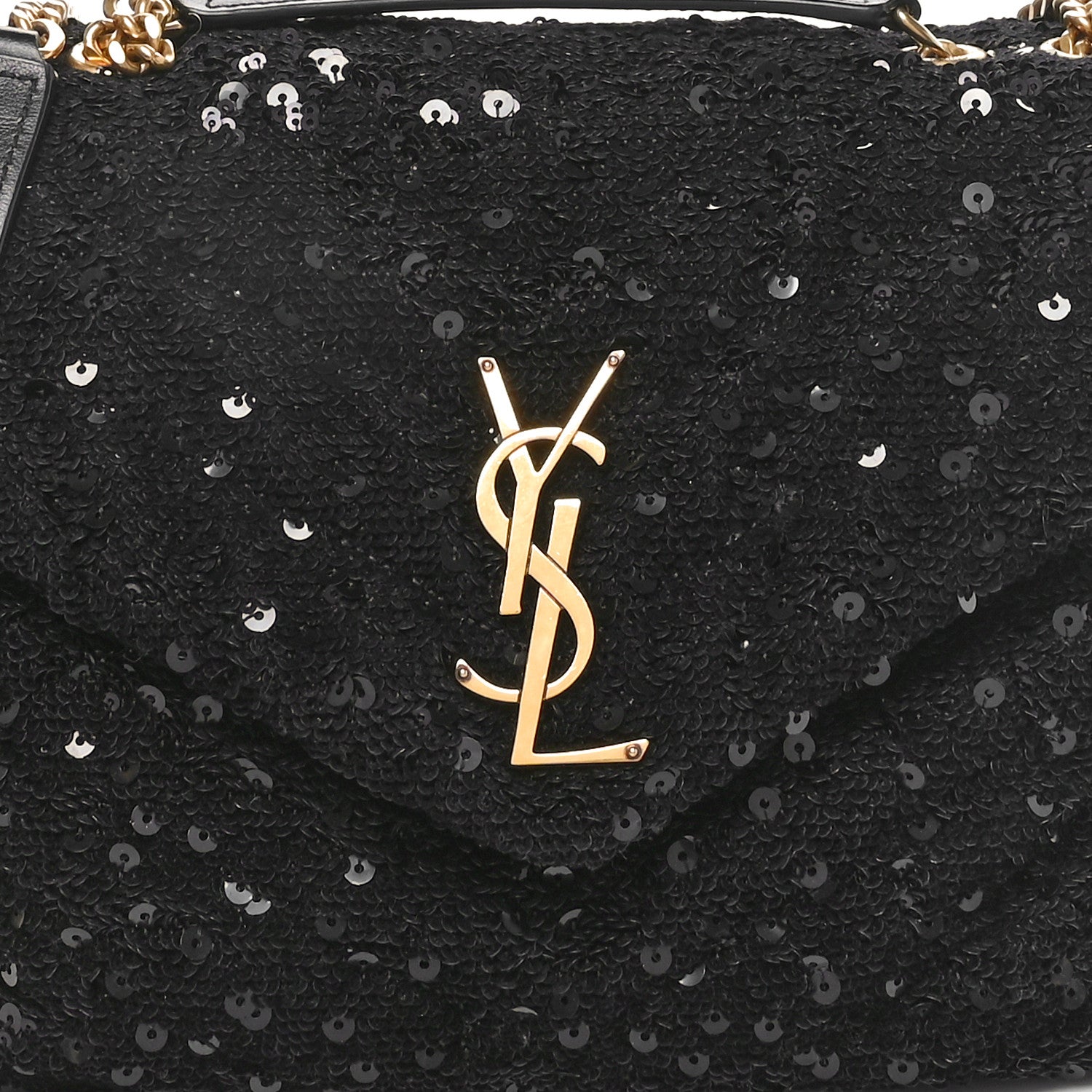 Saint Laurent Sequin Y Quilted Monogram Small Loulou Chain Satchel Black 8 of 10