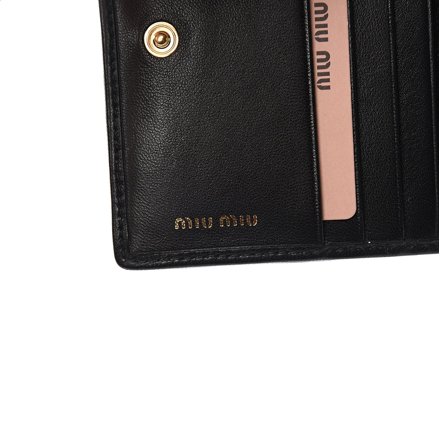 Nappa Matelasse Crystal Logo Compact Wallet Black