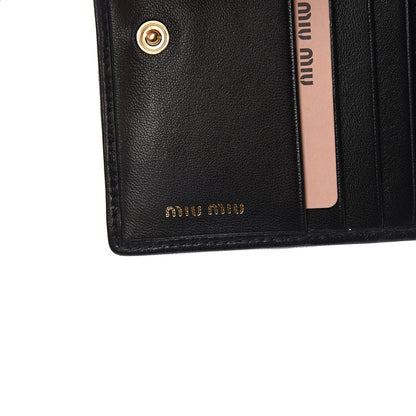 Miu Miu Nappa Matelasse Crystal Logo Compact Wallet Black 5 of 8