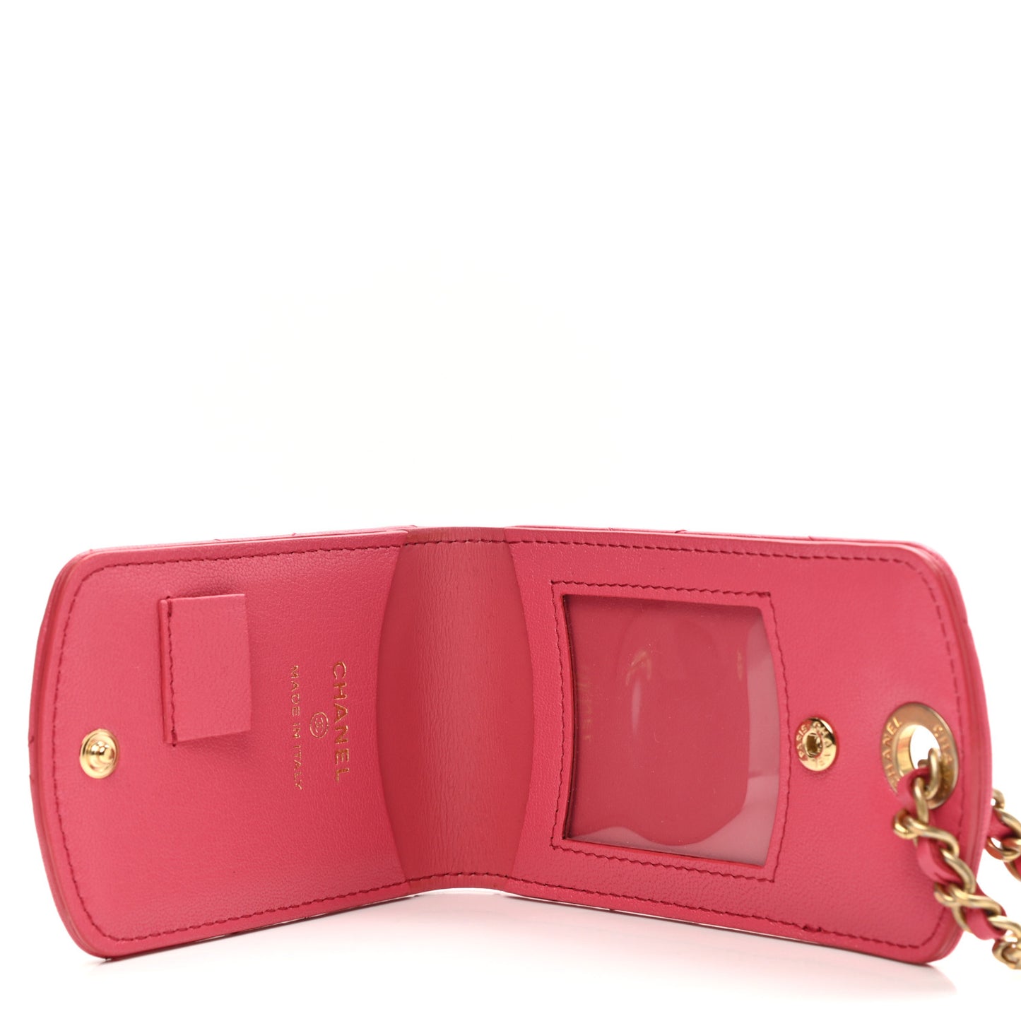 Lambskin Quilted Chanel 19 Luggage Tag Pink
