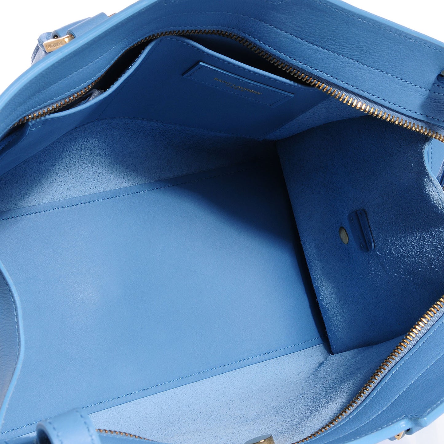 Calfskin Small Classic Y Cabas Blue Glacier