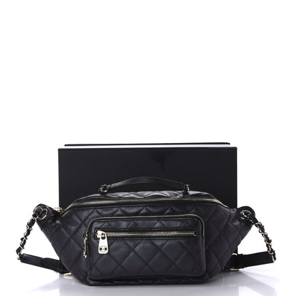 Chanel Iridescent Calfskin Quilted All About Waist Belt Bag Black 13 of 13