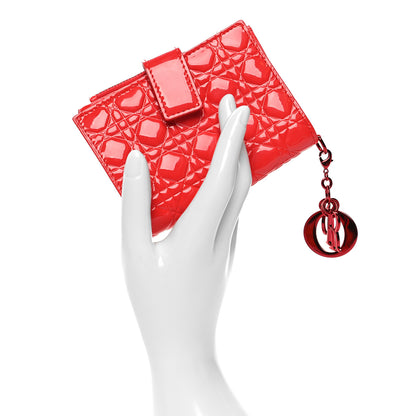 Christian Dior Patent Cannage Lady Dior Eden Wallet Red 2 of 9