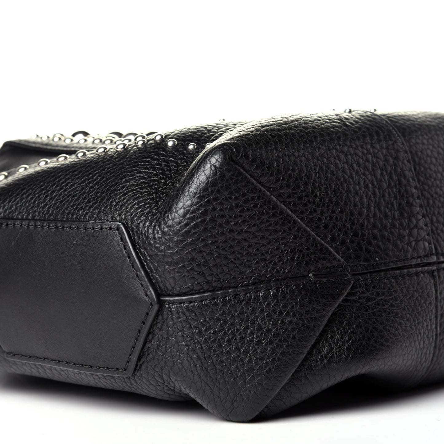 Pebbled Calfskin Studded Small Emile Black