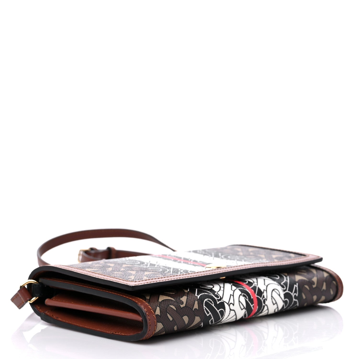 Burberry E-Canvas Monogram Stripe Hannah Wallet Bridle Brown 4 of 10