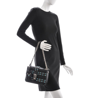 Valentino Garavani Pebbled Calfskin B-Rockstud Rolling Flap Black 2 of 5