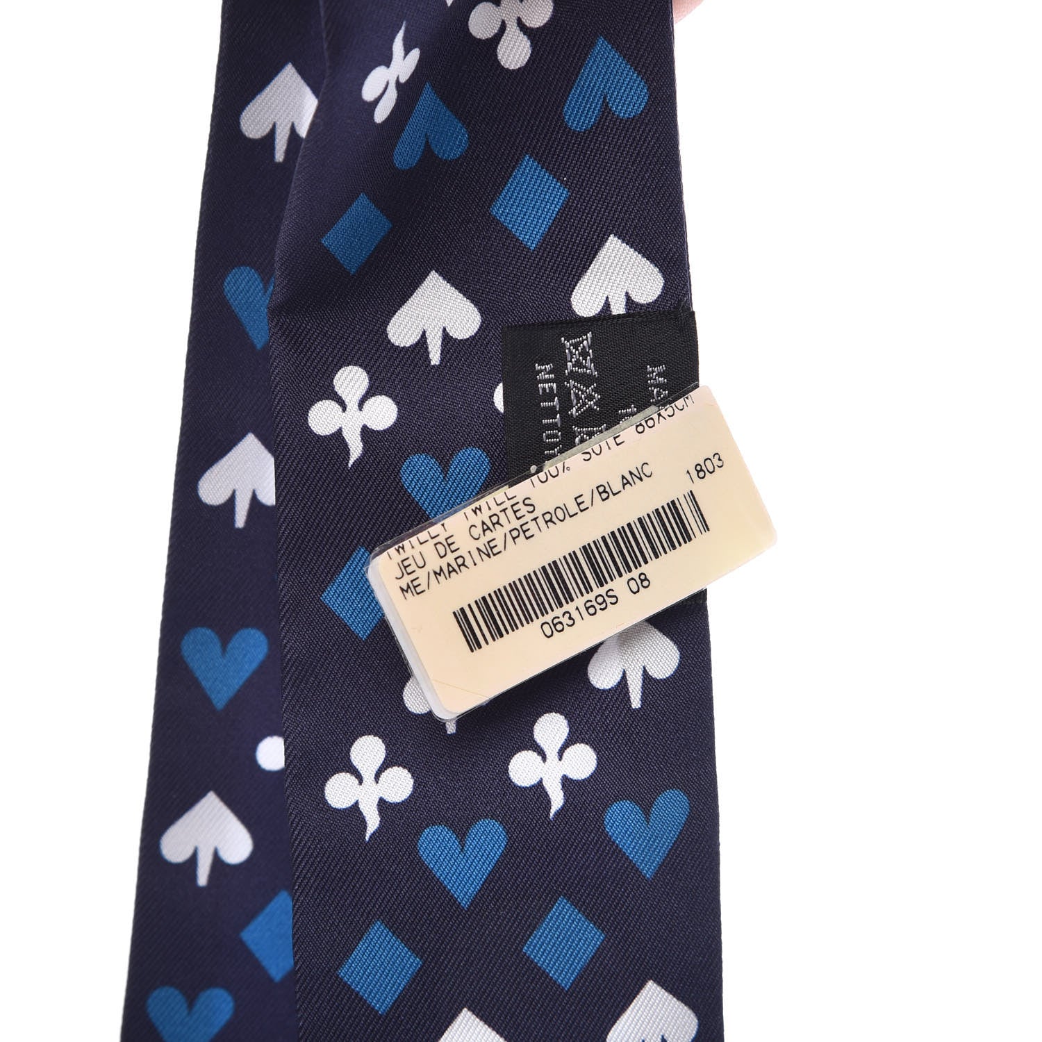 Hermes Silk Jeu de Cartes Twilly Marine Petrole White 3 of 5