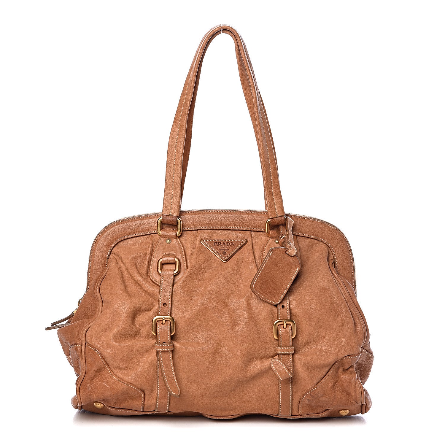 Prada Washed Buffalo Frame Bag Cuoio 1 of 9