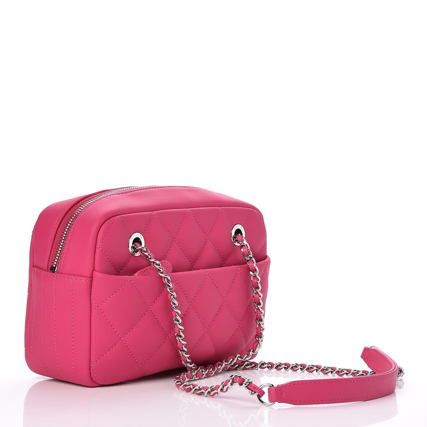 Rubber Quilted Lambskin Coco Rain Camera Bag Pink