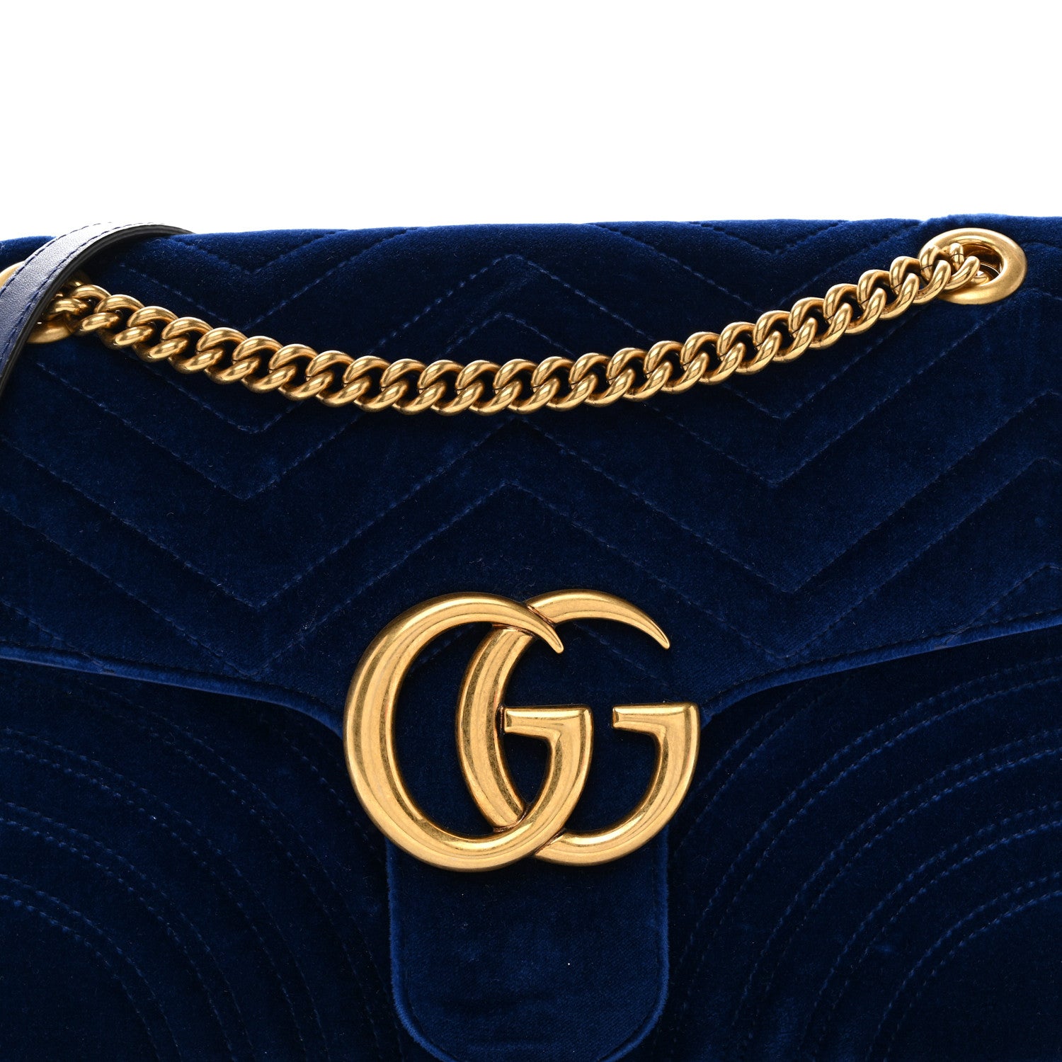 Gucci Velvet Matelasse Medium GG Marmont Shoulder Bag Cobalt Blue 8 of 10