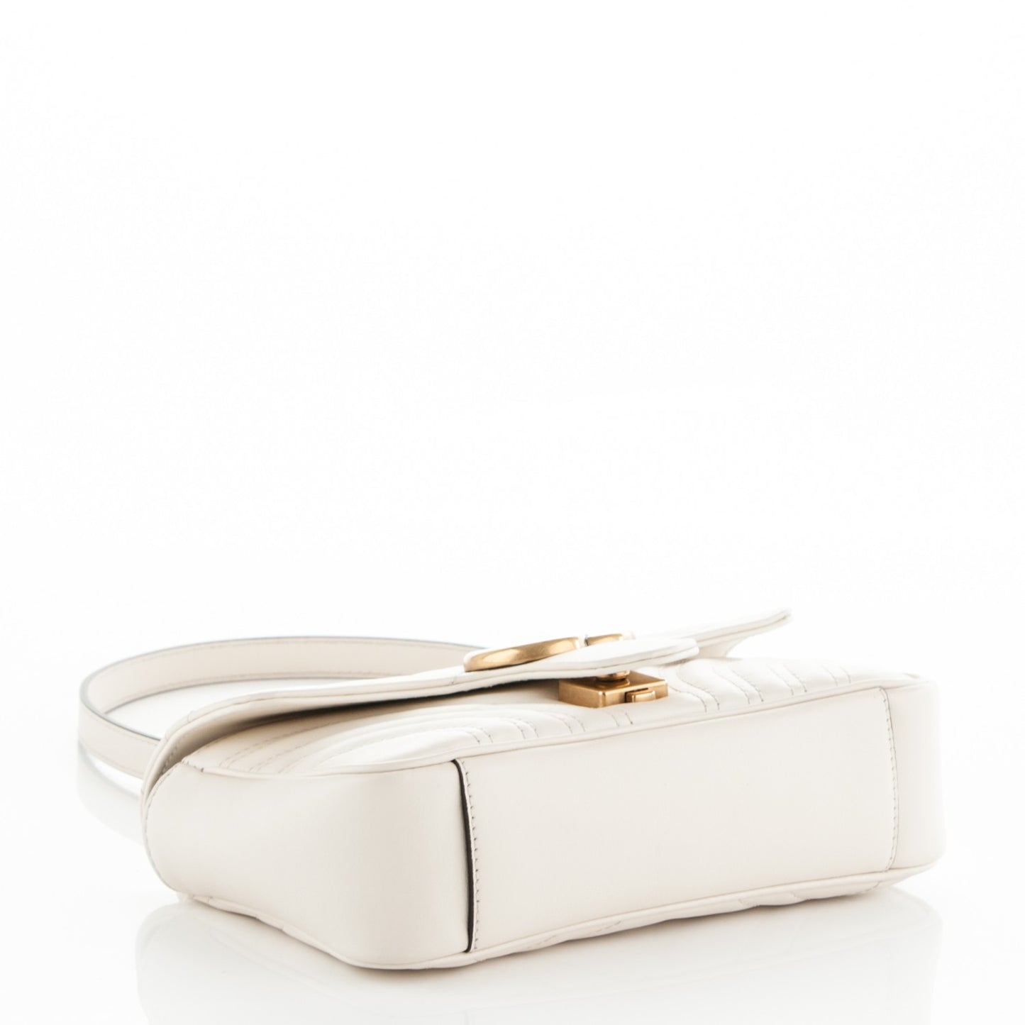 Calfskin Matelasse Mini GG Marmont Shoulder Bag White