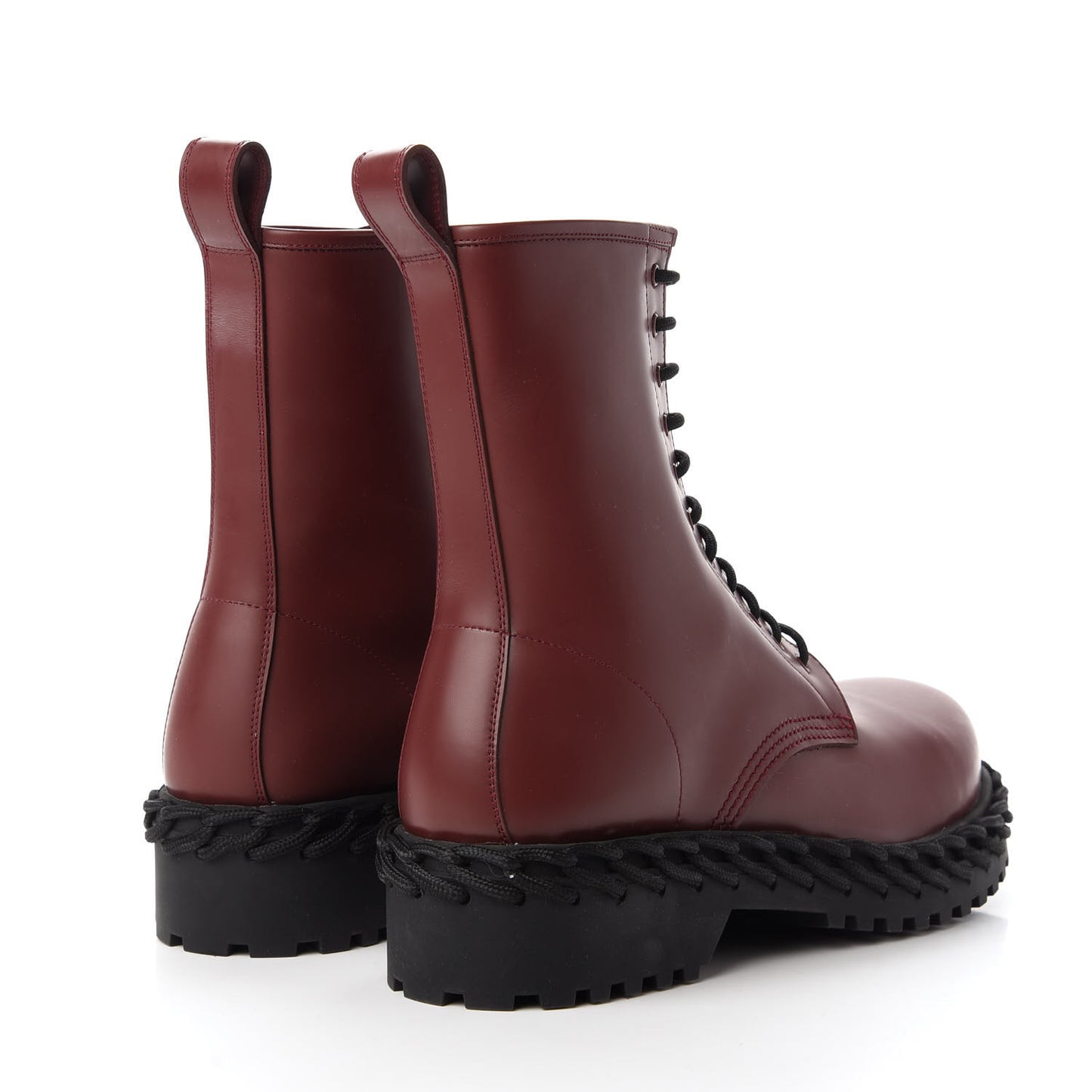 Calfskin Woven Detail Mens Combat Boots 42 Bordeaux