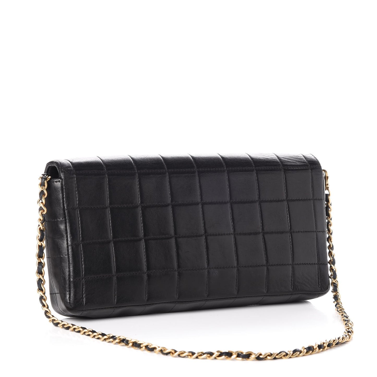 Lambskin East West Chocolate Bar Flap Black
