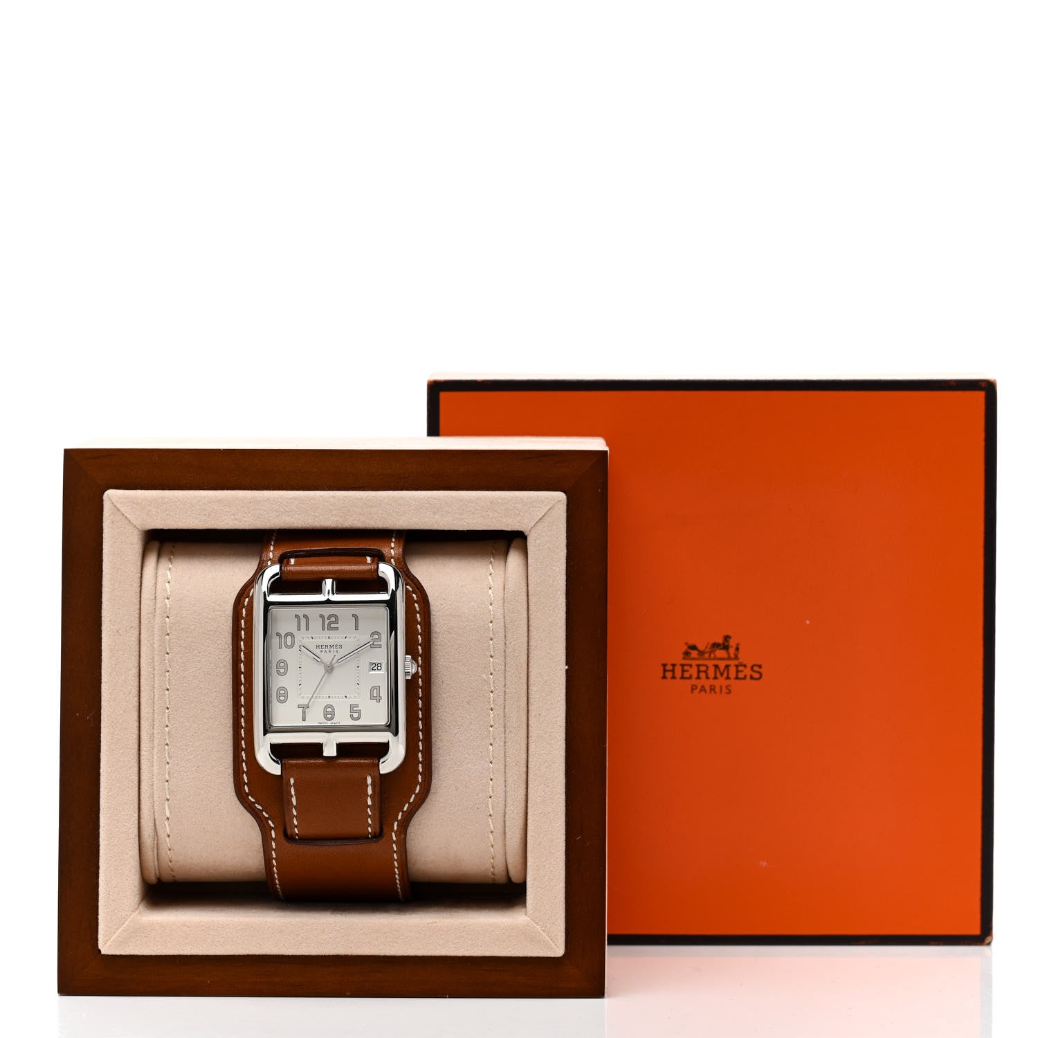 Hermes Stainless Steel Barenia 33mm Cape Cod Quartz Watch Fauve 6 of 6
