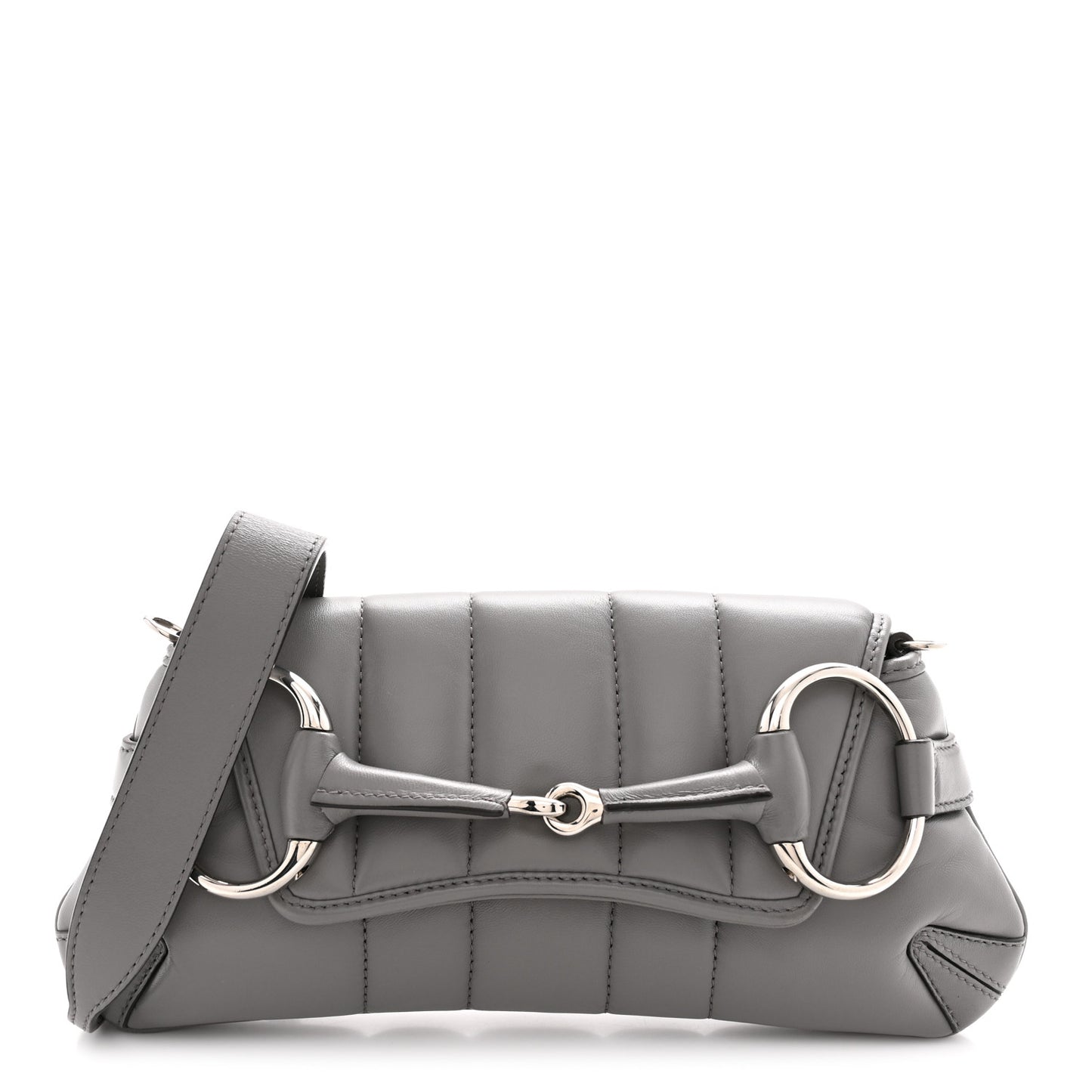 Nappa Vertical Matelasse Small Maxi Horsebit Chain Shoulder Bag Gray
