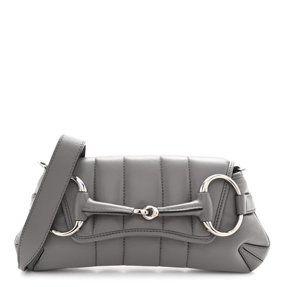 Gucci Nappa Vertical Matelasse Small Maxi Horsebit Chain Shoulder Bag Gray 1 of 10