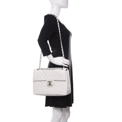 Chanel Caviar Quilted Maxi Single Flap White 2 of 14