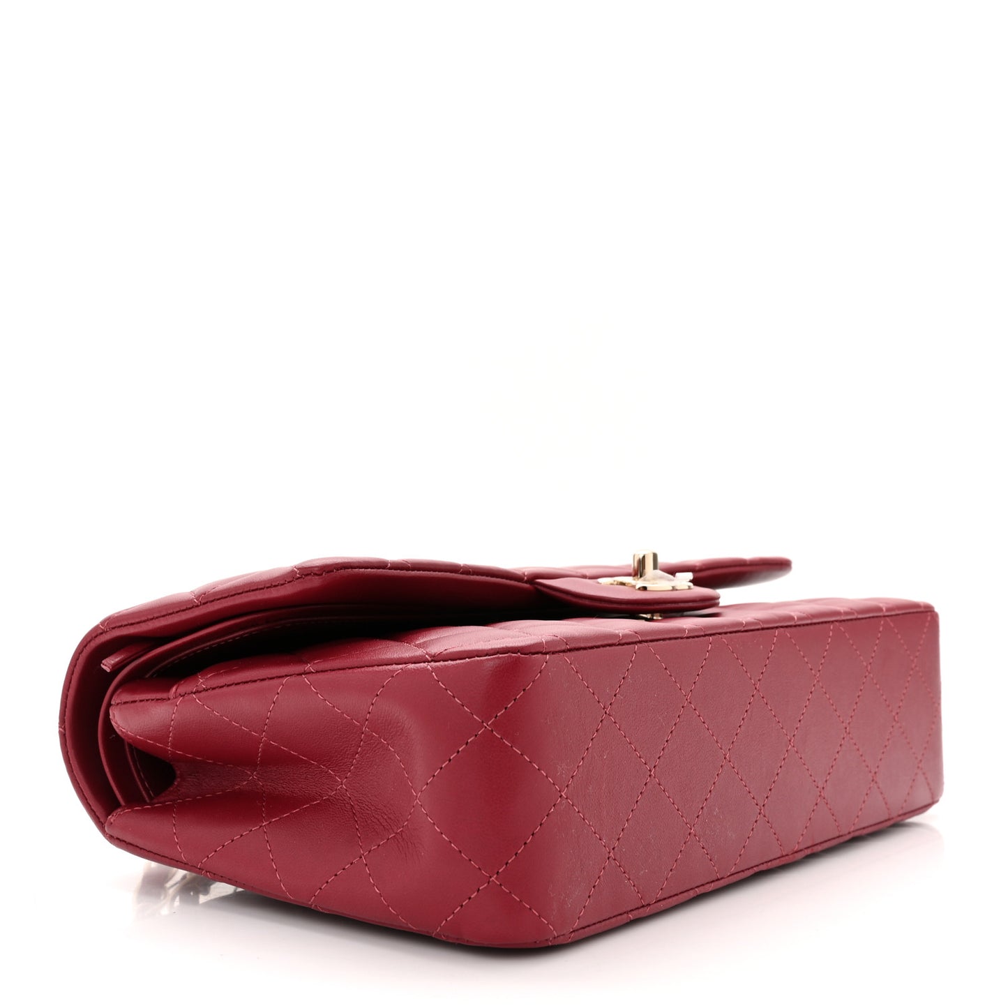 Lambskin Quilted Medium Double Flap Burgundy