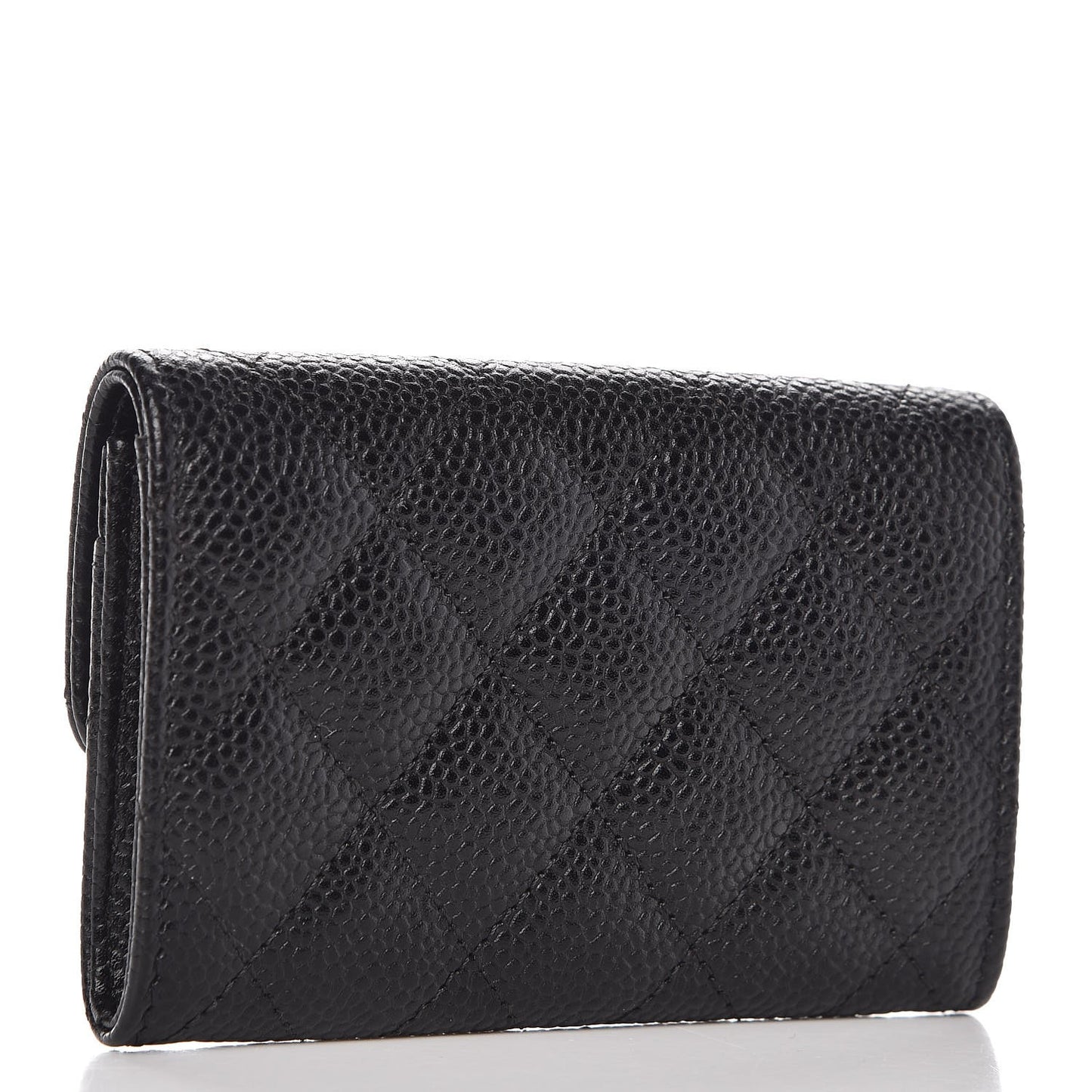 Caviar Quilted Flap Card Holder Black