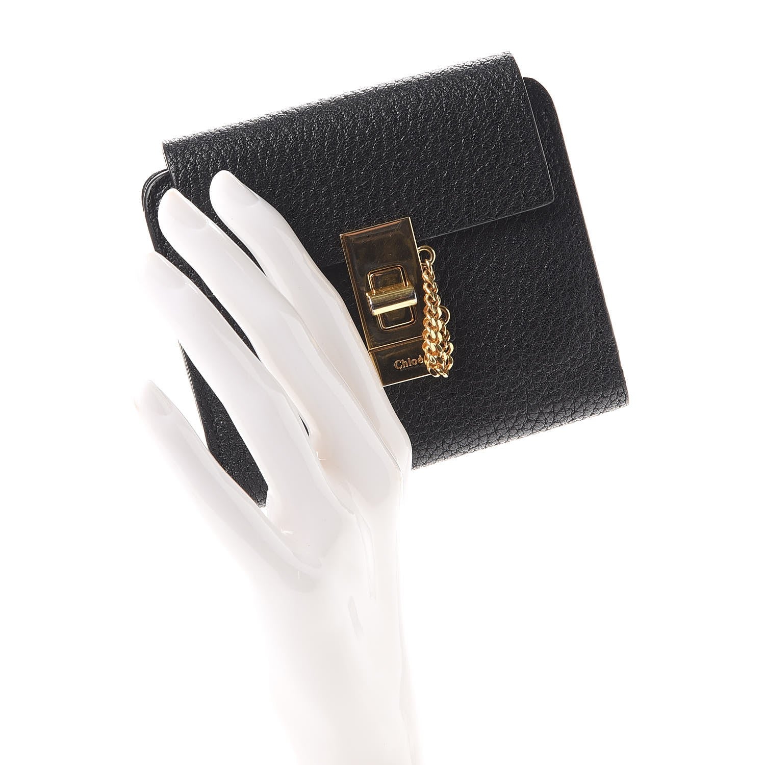 Chloe Grained Lambskin Drew Square Wallet Black 2 of 10