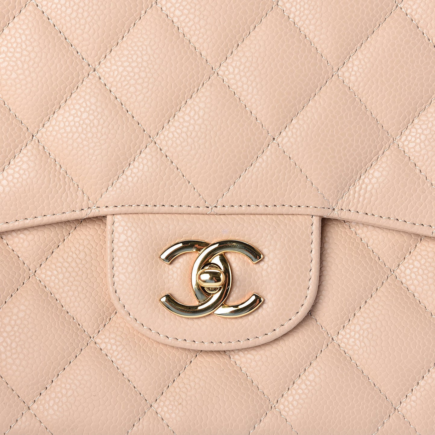Caviar Quilted Jumbo Single Flap Beige Clair