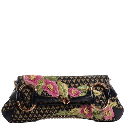 Gucci Floral Lizard Embroidered Horsebit Clutch 1 of 7