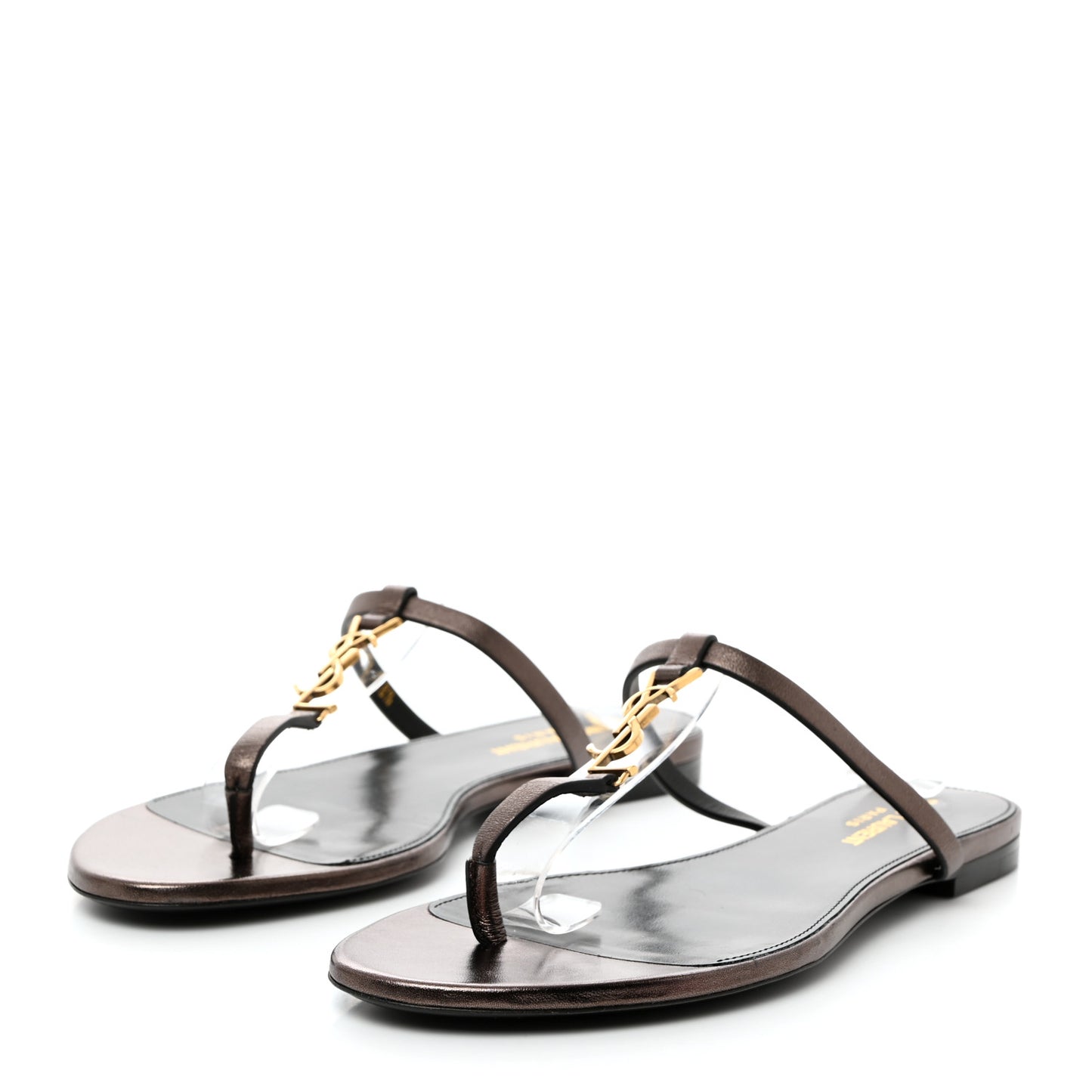 Calfskin Cassandra Monogram Sandals 38.5 Bronze