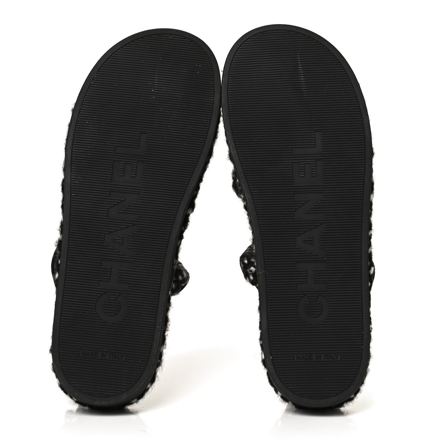 Cord Lambskin Quilted Logo Sandals 39 Black White