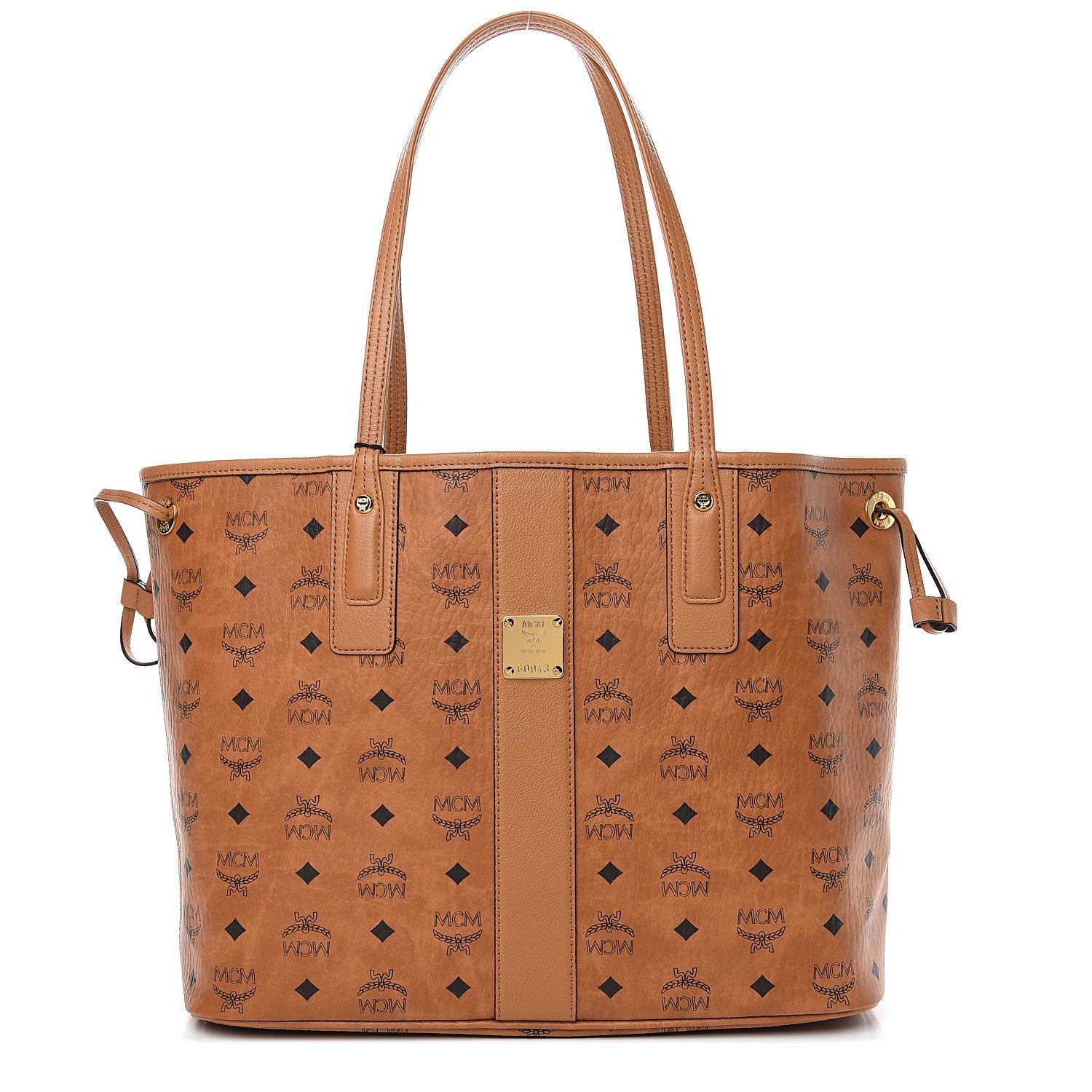 MCM Visetos Medium Liz Reversible Shopper Tote Cognac 1 of 12