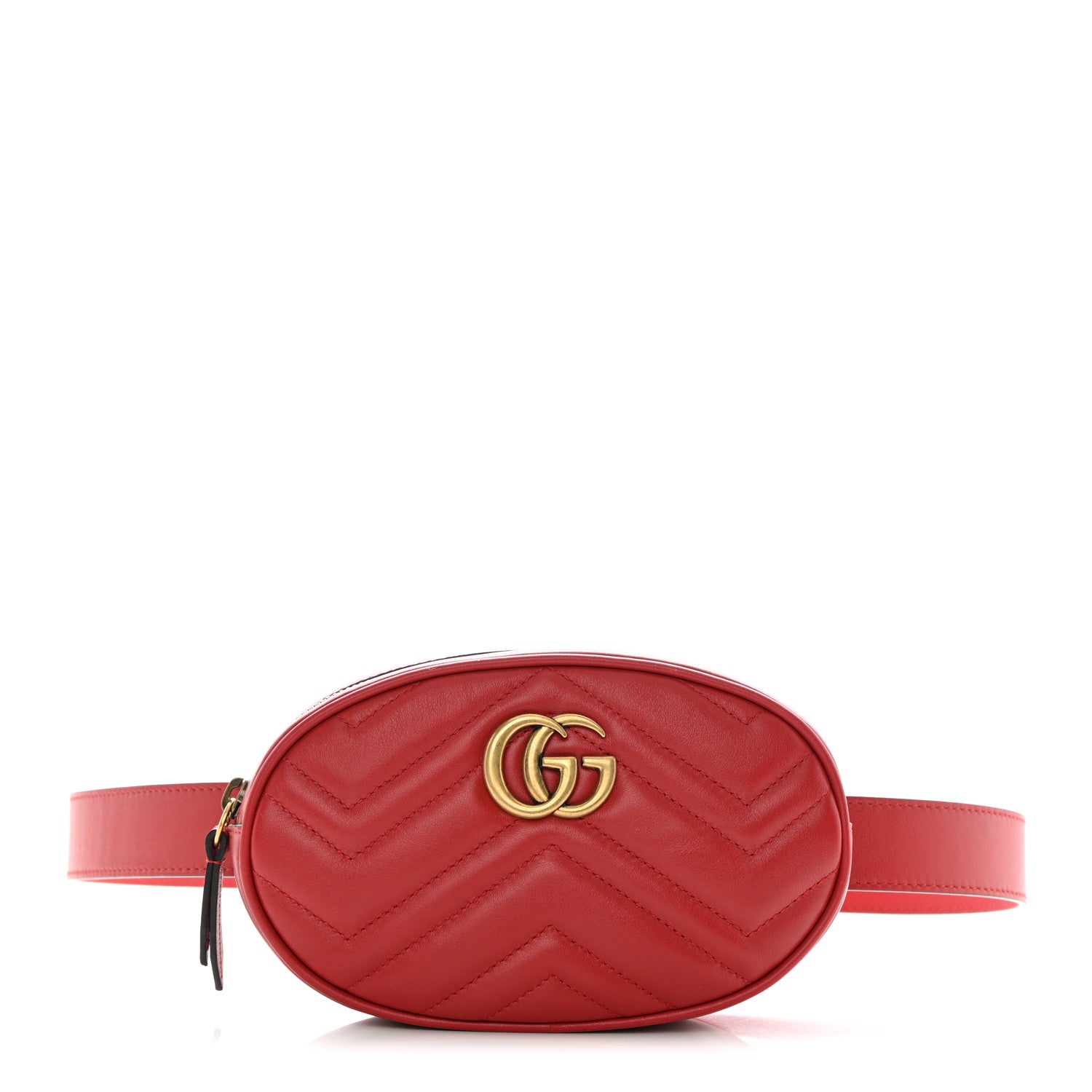 Gucci Calfskin Matelasse GG Marmont Belt Bag 95 38 Hibiscus Red 1 of 13
